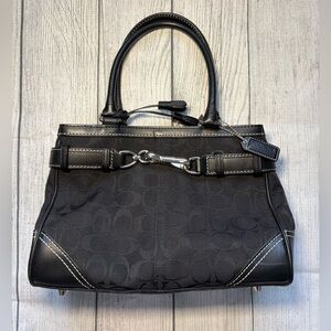 Coach Signature Black Hampton Belted Handbag —